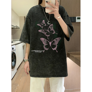 2025夏季学生宽松半袖纯棉短袖港风水洗男短袖XS006-P3558