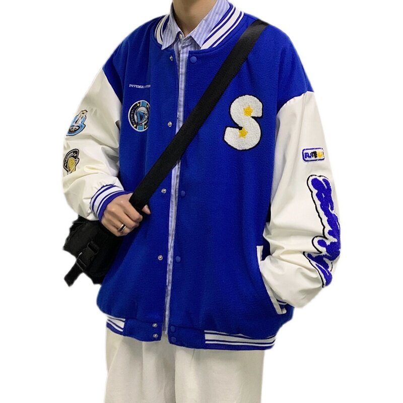 2025春季新款港风棒球服克莱因蓝情侣夹克外套男JK520-P85108,男装夹克,星座912-1（原星座914-5）