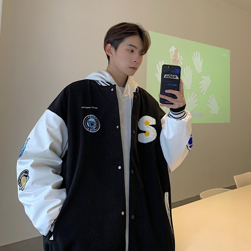 2025春季新款港风克莱因蓝情侣棒球服外套JK520-P85108,女装短外套,星座912-1（原星座914-5）