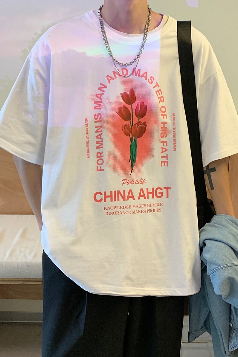2025夏季短袖印花港风情侣学生大码短袖男TX005-P3048,男装T恤,星座912-1（原星座914-5）