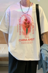 2025夏季短袖印花港风情侣学生大码短袖男TX005-P3048图片