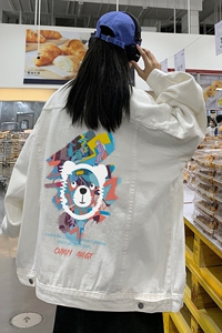 2025秋季港风情侣学生印花牛仔夹克外套男JK551-P6588图片