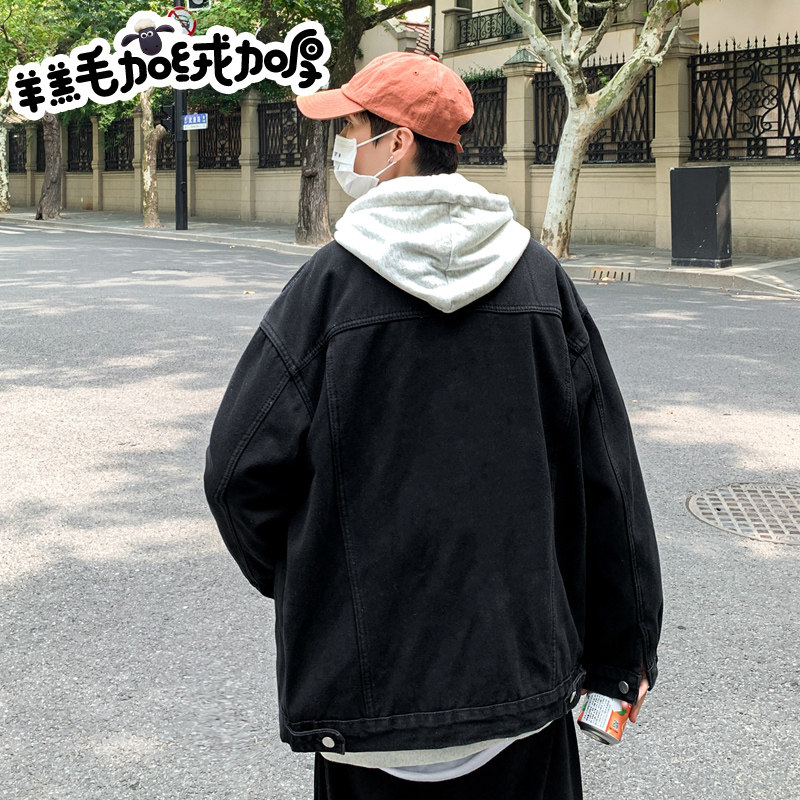 冬季新款纯色加绒加厚羊羔毛牛仔外套JK800-P95128图片