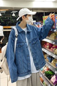 2025春季新款港风情侣牛仔印花夹克外套男JK504-P65图片