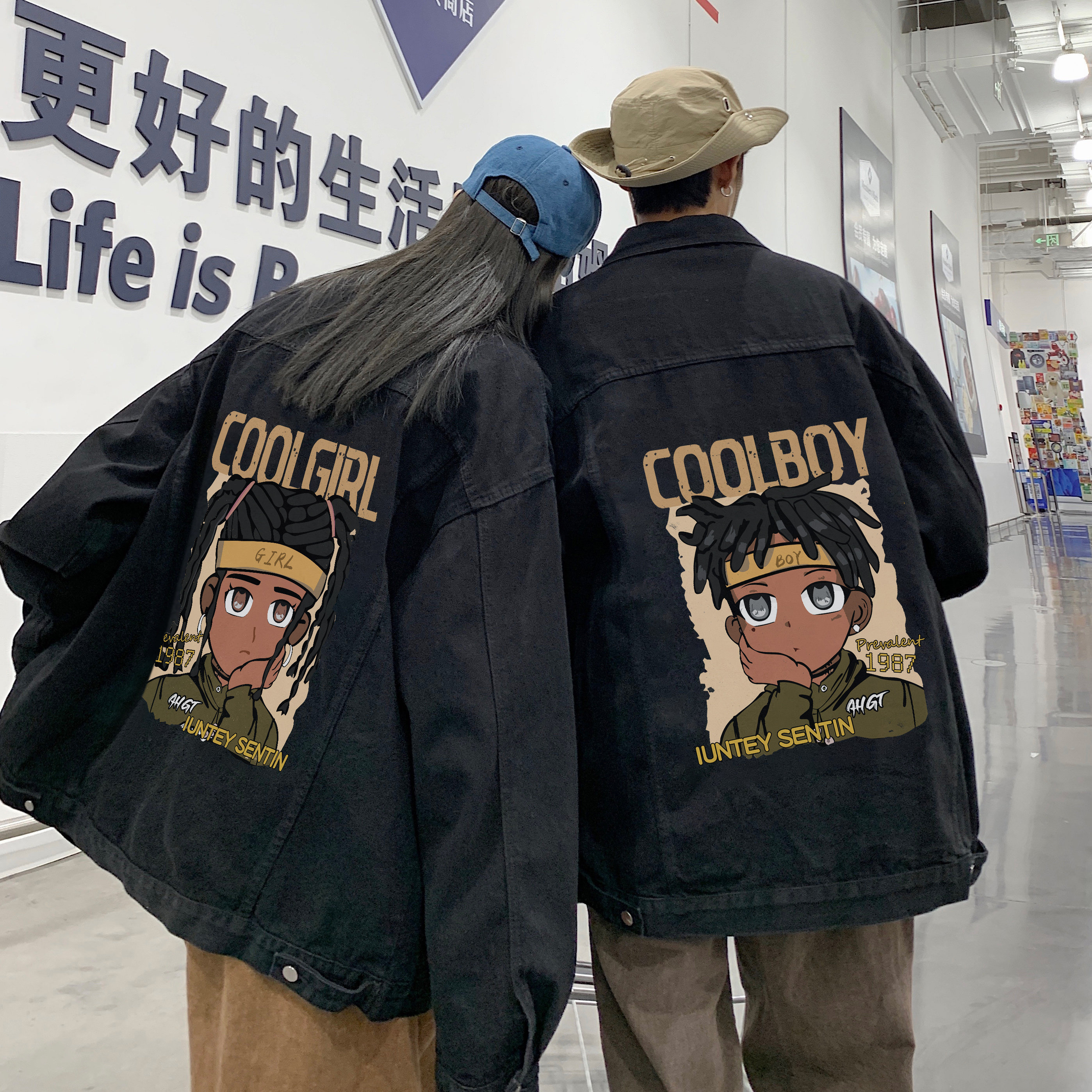 2025春季印花夹克港风不一样情侣牛仔外套男JK558-P65588图片