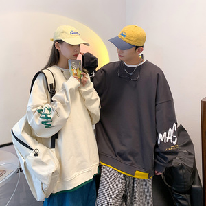 2025春秋新款港风潮流宽松情侣款圆领休闲套头卫衣外套男DL302-P4图片