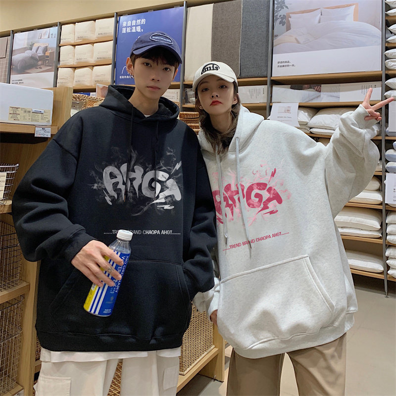 2025春季新款个性烟雾印花港风情侣套头连帽卫衣VE007-P4058，男装卫衣，星座912-1（原星座914-5）