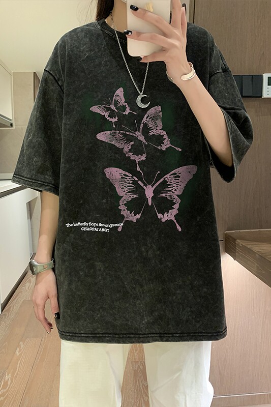 2025夏季学生宽松半袖纯棉短袖港风水洗男短袖XS006-P3558,男装T恤,星座912-1（原星座914-5）