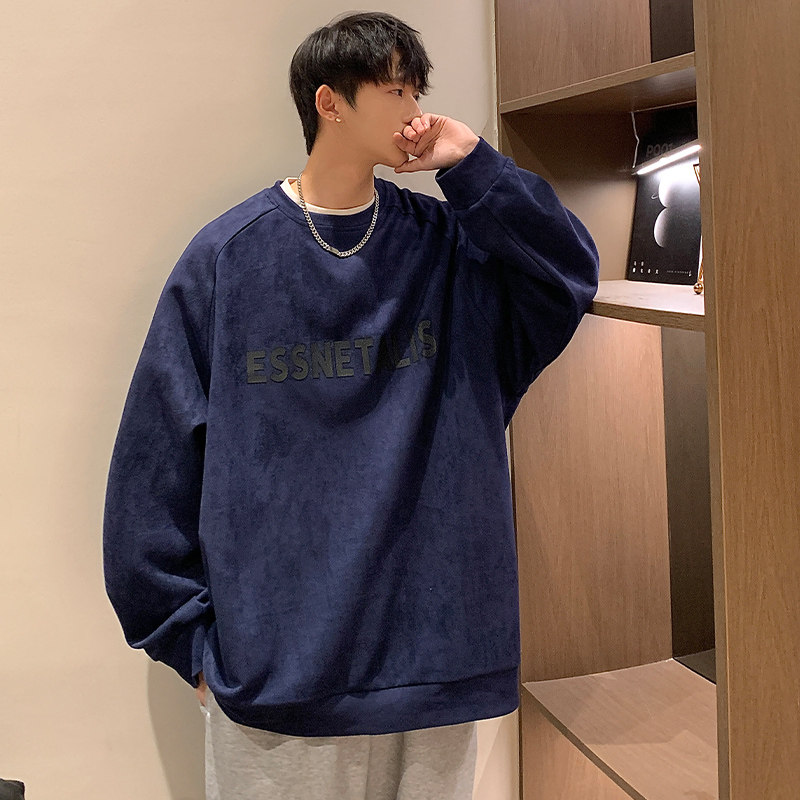 2025春季新款港风麂皮绒印花圆领卫衣男Y303-P40,男装卫衣,星座912-1（原星座914-5）