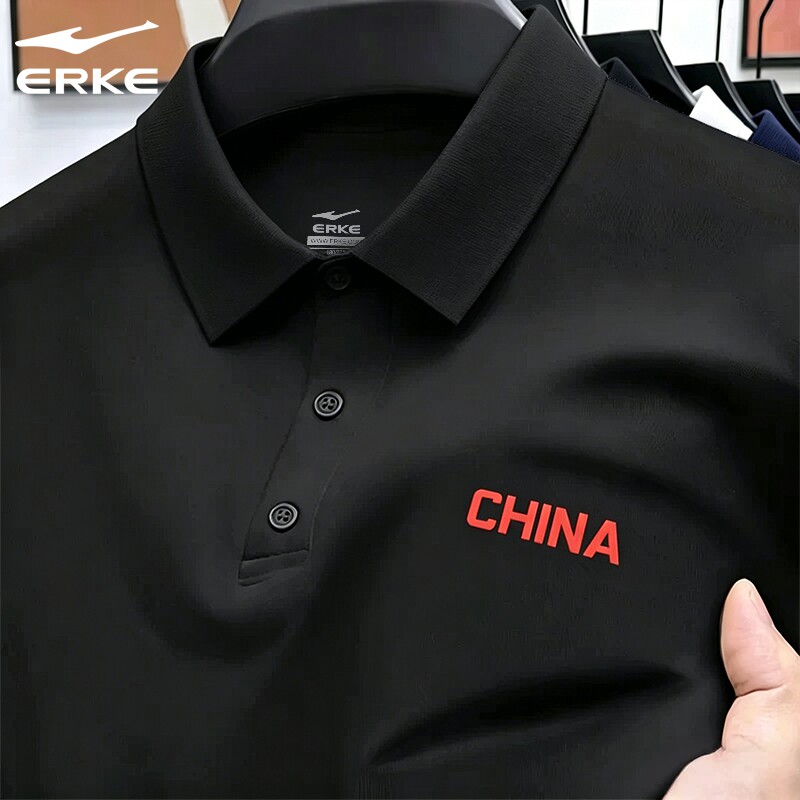 鸿星尔克Polo衫男装2026夏季款冰感跑步防晒运动短袖轻薄冰感上衣