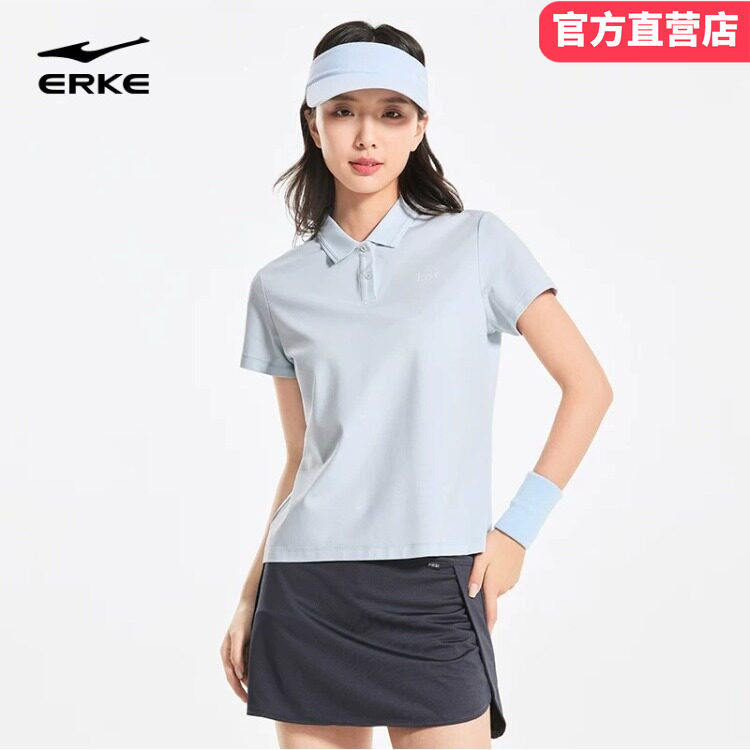 鸿星尔克polo衫女2026夏季新款网球冰丝透气上衣妈妈舒适运动短袖