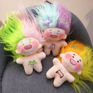 阿巴缺牙棉花娃娃挂件公仔炸毛小玩偶三福款钥匙扣背包书包小挂饰