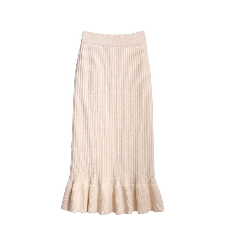 针织半身裙女中长款新款2019鱼尾荷叶边裹裙毛线一步裙包臀秋冬裙|msdalam kategori Butik wanita / wanita, skirt - dari Buy2taobao.com untuk memberikan perkhidmatan ejen Taobao profesional membeli