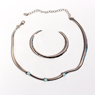 高品质外贸塬单好货欧美小众凹凸肌理感开口手镯弧形线条项圈V81