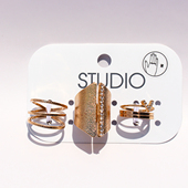 戒指时尚 出口欧美饰品5组套装 金属风磨砂宽版 镶闪钻素圈指环V164