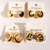 百搭C形耳环夸张个性 外贸饰品欧美风时尚 褶皱圆形耳钉经典 耳饰382