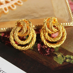 青岛工厂小众轻奢饰品vintage中古耳饰螺旋麻花圆形夸张耳环B124