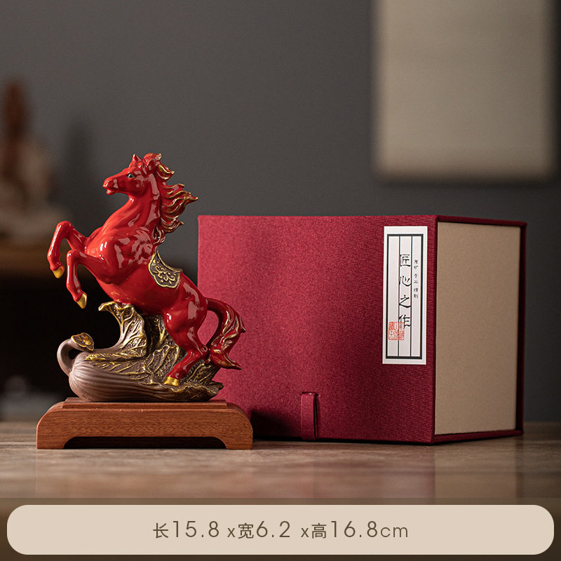马到成功财源滚滚陶瓷马精致摆件桌面玄关装饰中国风红色新年礼品,家居饰品,桌面摆件,淘宝优惠券,粉丝福利购,淘宝优惠卷