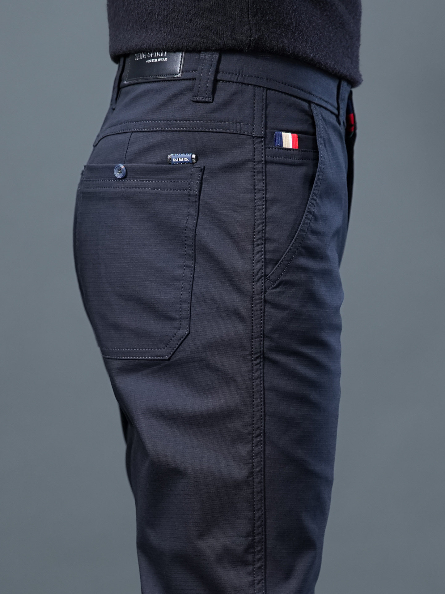 香港黑色纯棉休闲裤男士春秋新款修身直筒弹力百搭商务西装长裤子