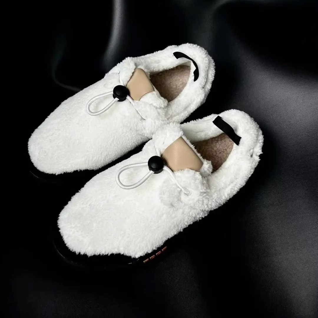 懒人毛毛鞋户外厚底加绒加厚冬季2025新款室外雪地靴男保暖大棉鞋