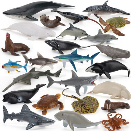 儿童玩具仿真海洋动物海底生物模型大白鲨鲨鱼海豚抹香鲸虎鲸螃蟹