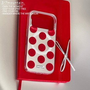 山七开原创miu系双层imd红色银色蓝色波点手机壳博主同款 适用于iphone17苹果1516promax磨砂磁吸手机壳小众