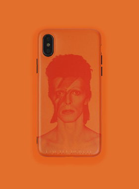 山七开【私心系列】橙色小众摇滚icon大卫鲍伊风磨砂适用于苹果17proMaxiphone1516promax手机壳imd黑边