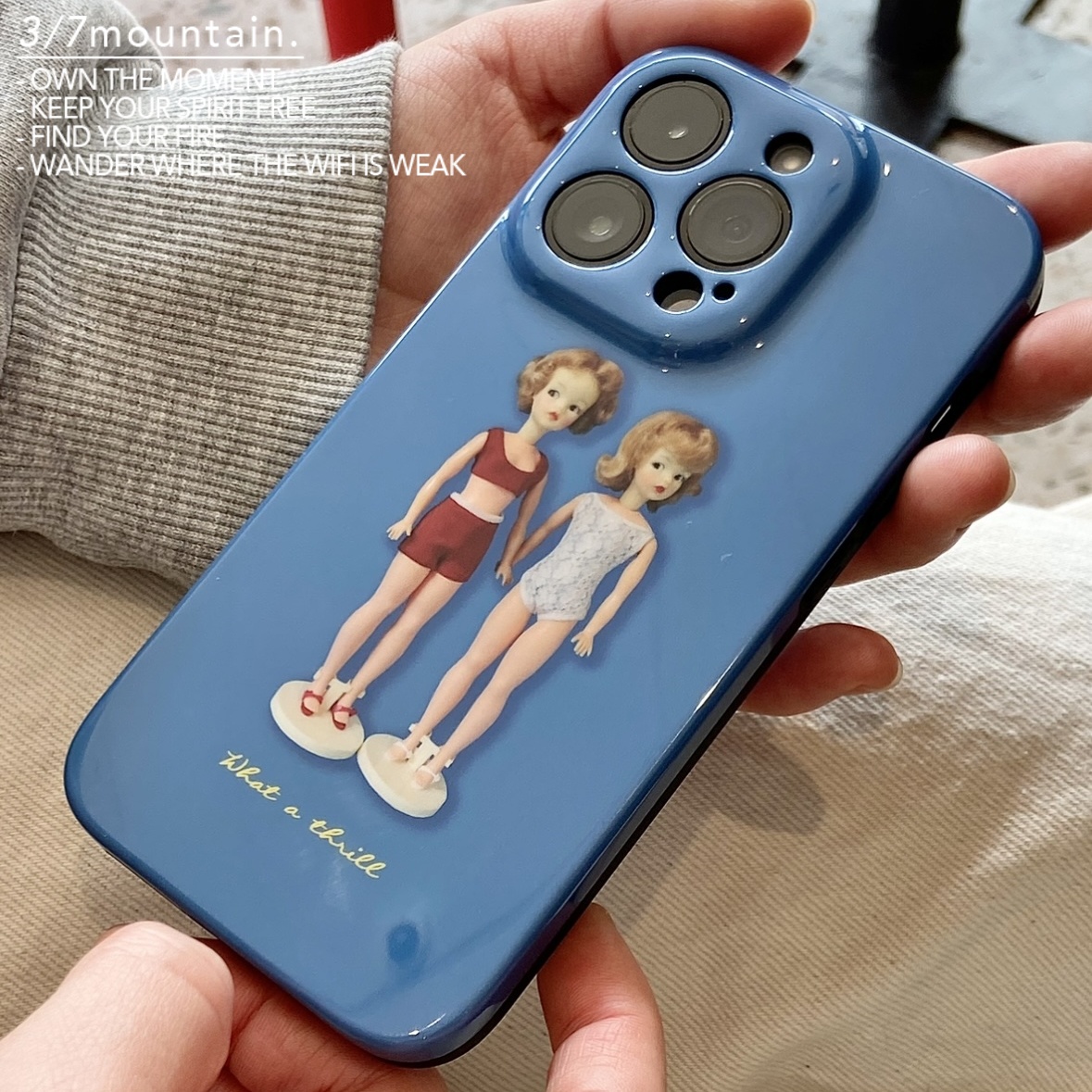 超美中古蓝芭比娃娃全包手机壳