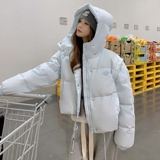 蓝色可拆袖短款羽绒服女2024冬季新款超好看小个子加厚面包服外套，女装马甲，浙宝213A
