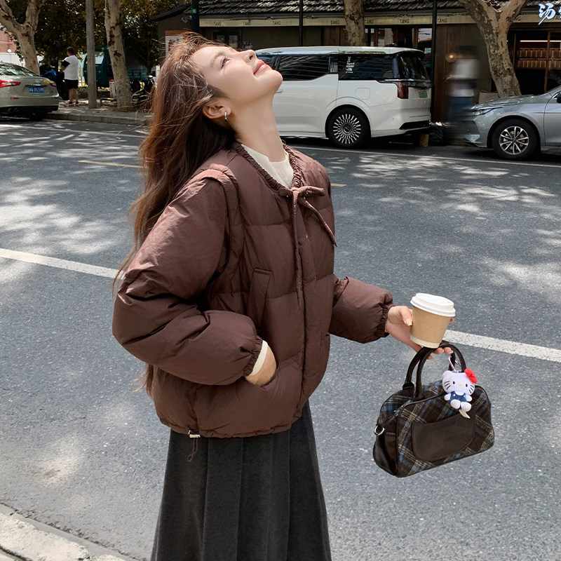 黄色韩版简约羽绒服女2025年冬季新款学院风超好看保暖白鸭绒外套,女装羽绒服,浙宝213A