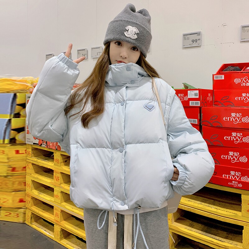 可拆袖蓝色短款两穿羽绒服女2024冬新款小个子加厚保暖白鸭绒外套,女装马甲,浙宝213A
