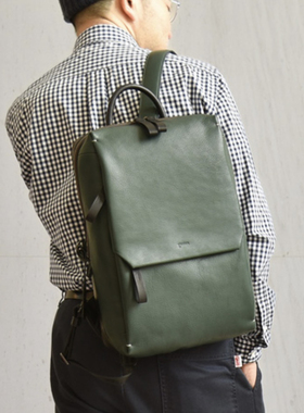 日本购直邮 genten 双肩包书包翻盖背包 牛皮28*40*9cm 43686