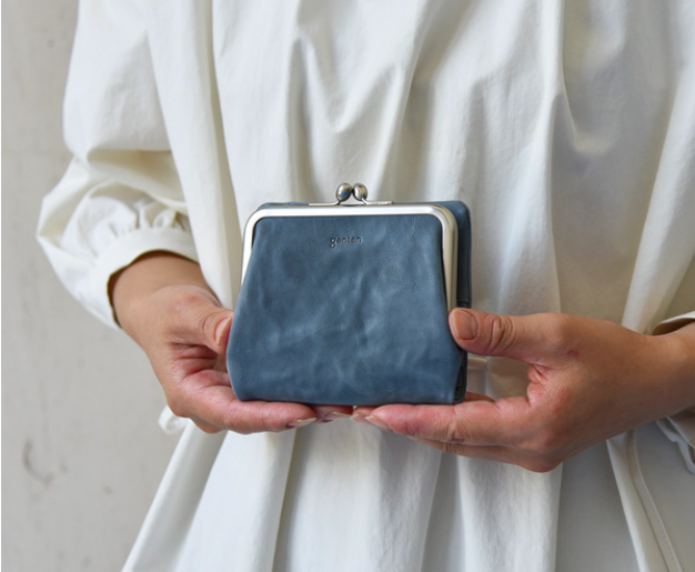 日本代购直邮 genten x LIBERTY牛革口金两折钱包 日本匠人手作