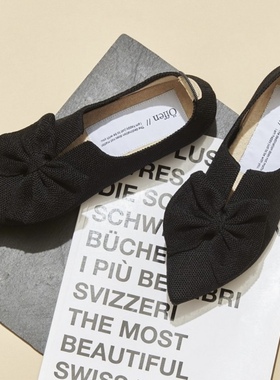 日本代购直邮 offen单鞋女鞋 尖头蝴蝶结波点 超轻环保 偏小