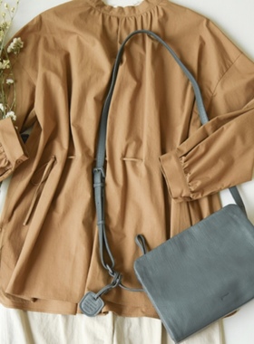 日本代购直邮 genten 山羊皮气质大容量女士单肩斜挎包 简约百搭