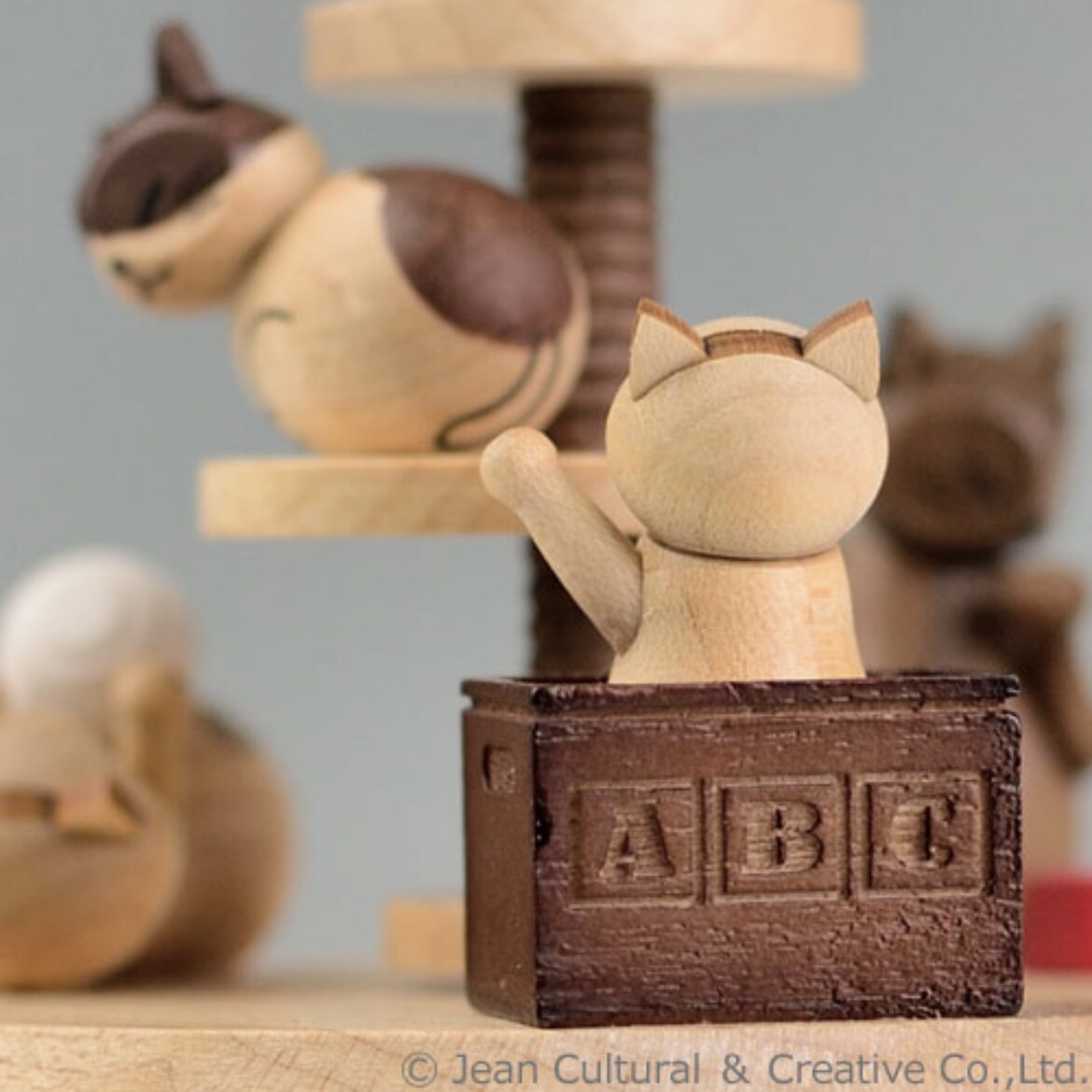 일본 구매대행 배송중 나무 새끼 고양이 오르골 회전 오르골 생일 선물