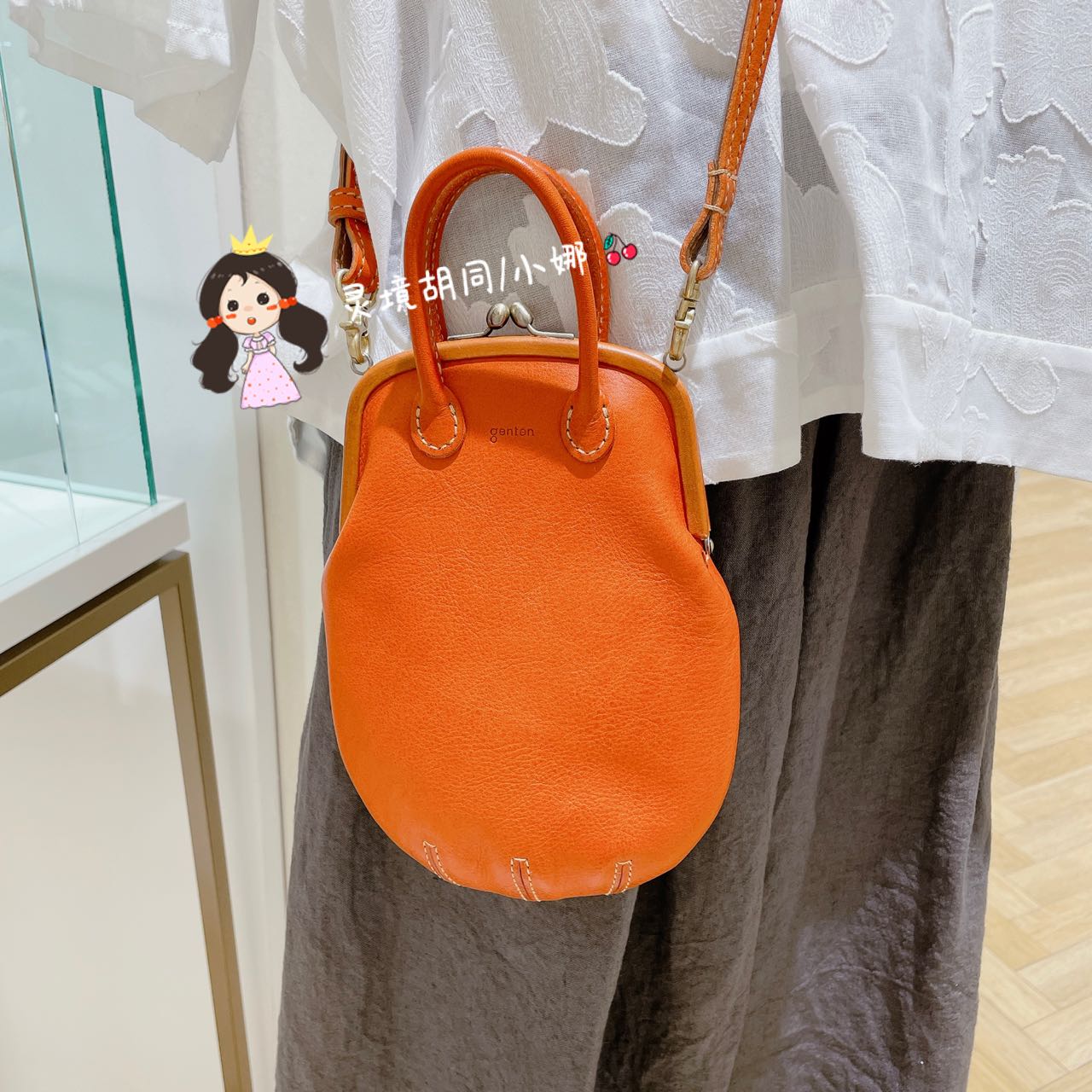 日本代购直邮 genten 牛革斜挎手提单肩包复古日系简约森系 43755