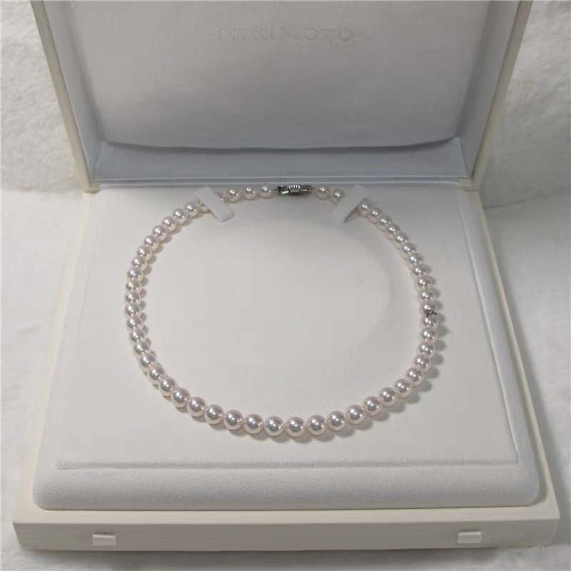 日本专柜MIKIMOTO 18K蝴蝶扣珍珠Q1 Q2 Q3级串珠全珠项链 国现