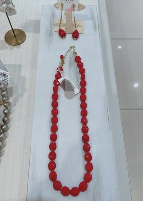 vendome装饰项链复古串珠中国红