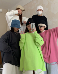 Real price Korean chic lazy ragged bottomed T-shirt loose trend show thin solid color top