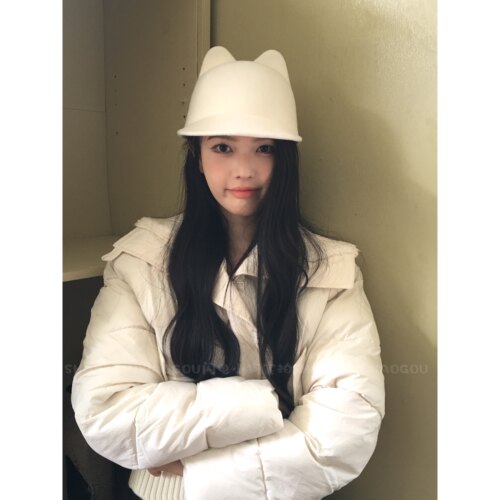 宅女同款日系鬼马少女*可爱猫耳朵羊毛毛毡贝雷帽 女秋冬休闲