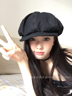 3种戴法 复古八角帽女春夏季韩版百搭显脸小 帽檐记忆丝可凹造型