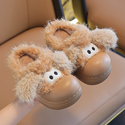 秋冬季儿童棉拖鞋卡通小狗男童居家室内软底防滑宝宝室内拖鞋女童