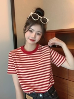 Красная летняя футболка для отдыха, в корейском стиле