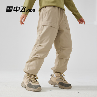 雪中飞儿童羽绒裤子冬季新款中大童女童加厚工装保暖休闲男童裤子