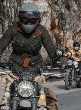 「福禄车库」英式复古凯旋机车摩托油蜡秋冬防风骑行保暖夹克外套