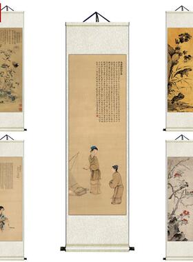 明吕纪历代名家花鸟挂画茶楼古典卷W轴字画风水画丝绸礼品送客户