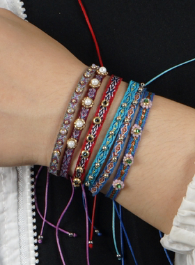 波西米亚小众复古钉珠女手工编织