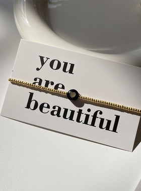 进口日本玻璃珠金色爱心法式手链