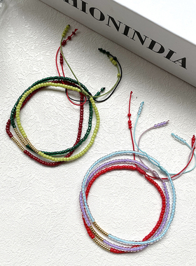 韩风女生玻璃米珠可调节小手链